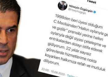 Özgürgün’ün istifa dilekçesi Meclis’te